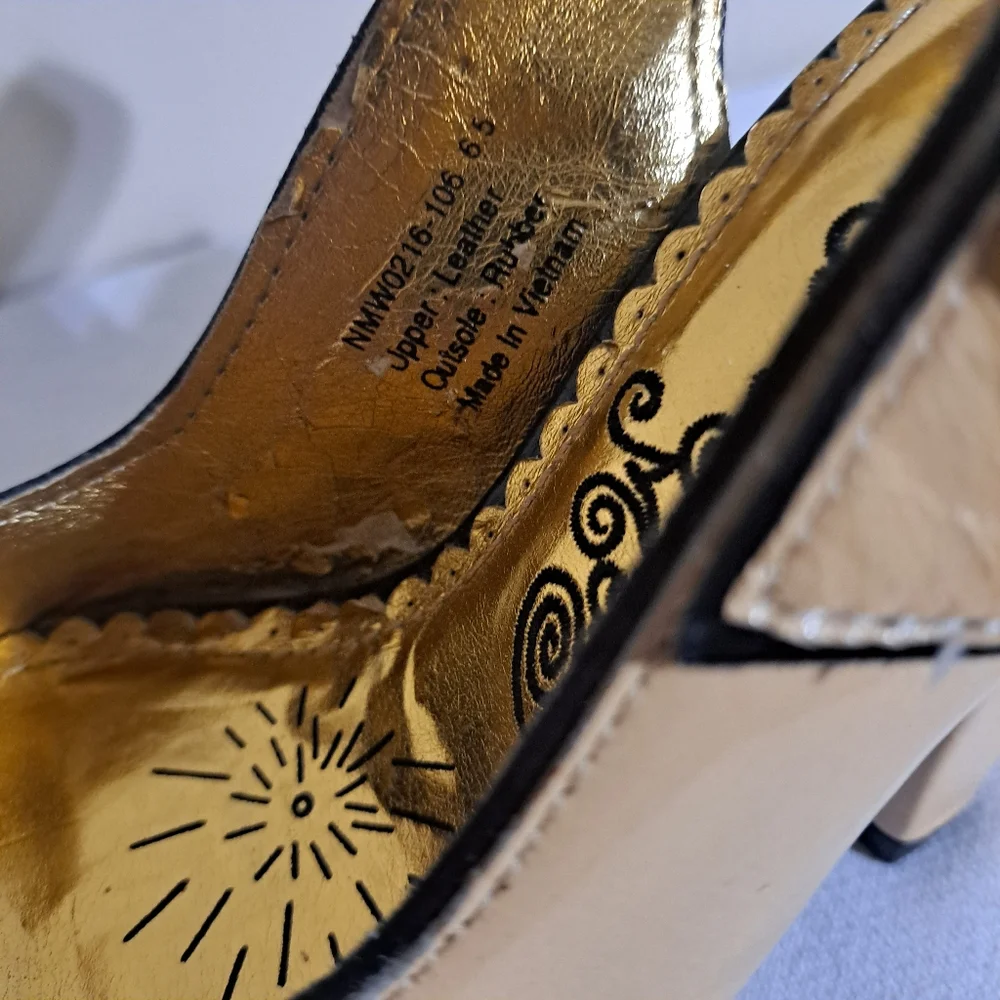 Retro 50s Style Naughty Monkey Beige and Black Women's Heels